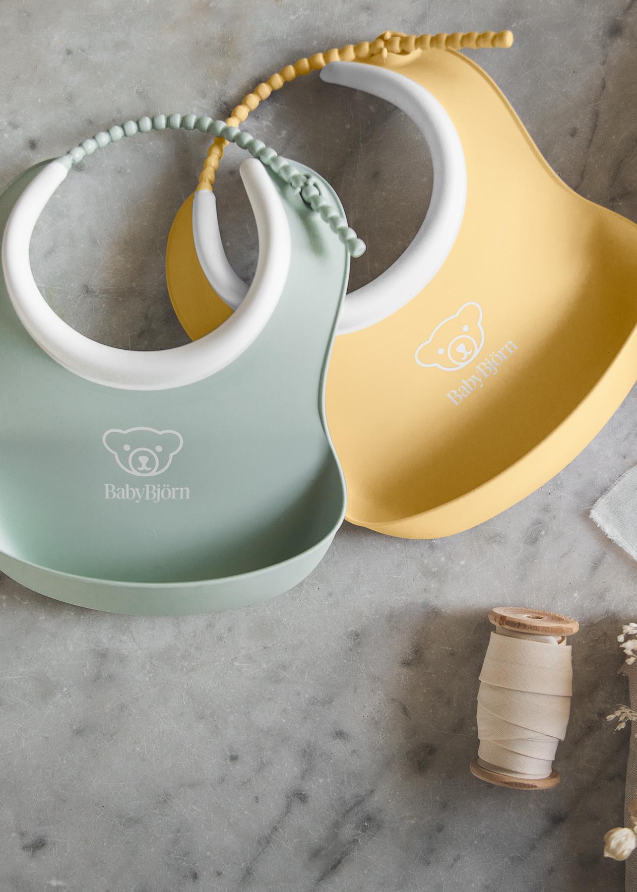 Small Baby Bib 2 pack Powder Yellow Powder Green BabyBjörn