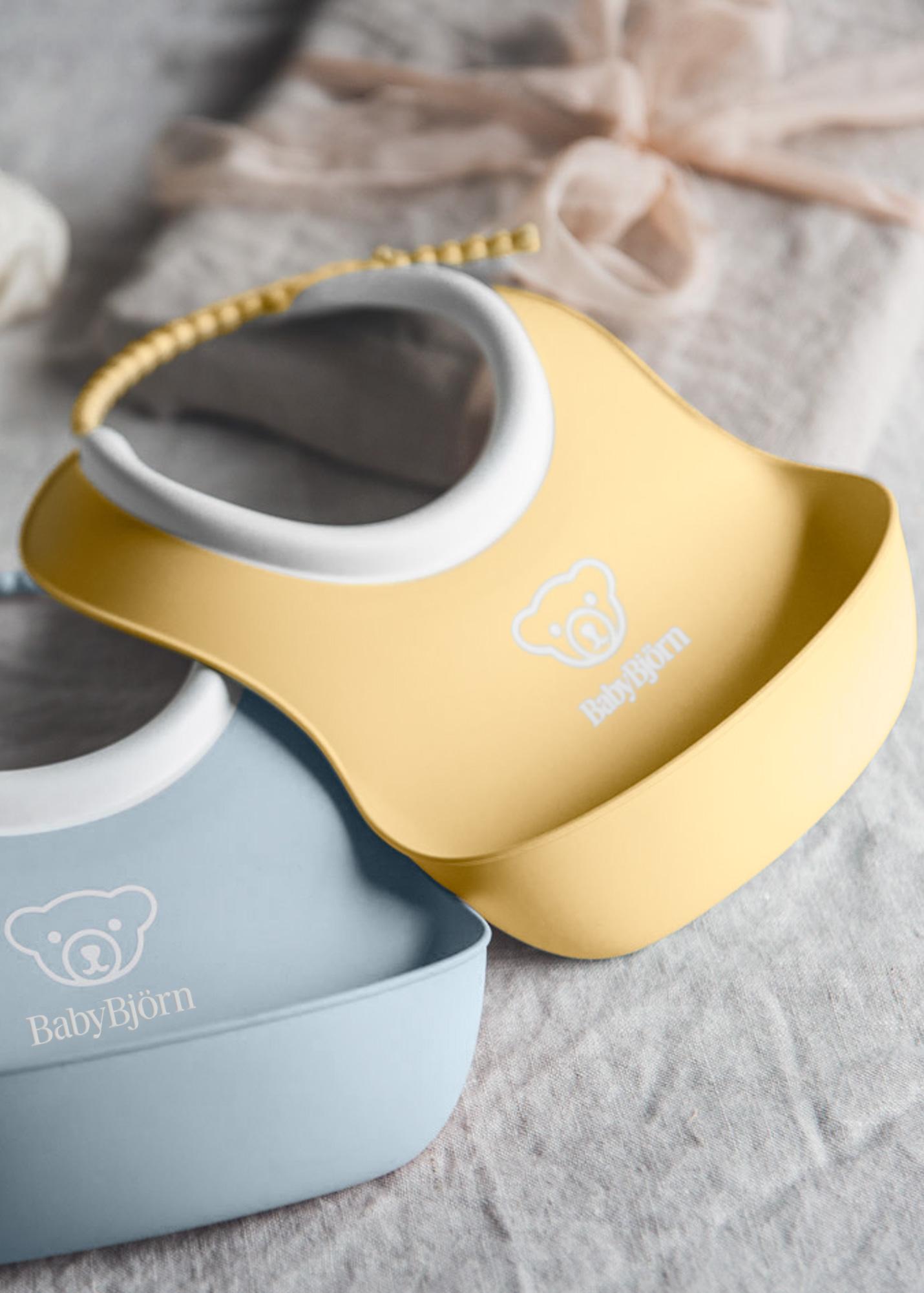 Small Baby Bib 2 pack Powder Yellow Powder Blue BabyBjörn