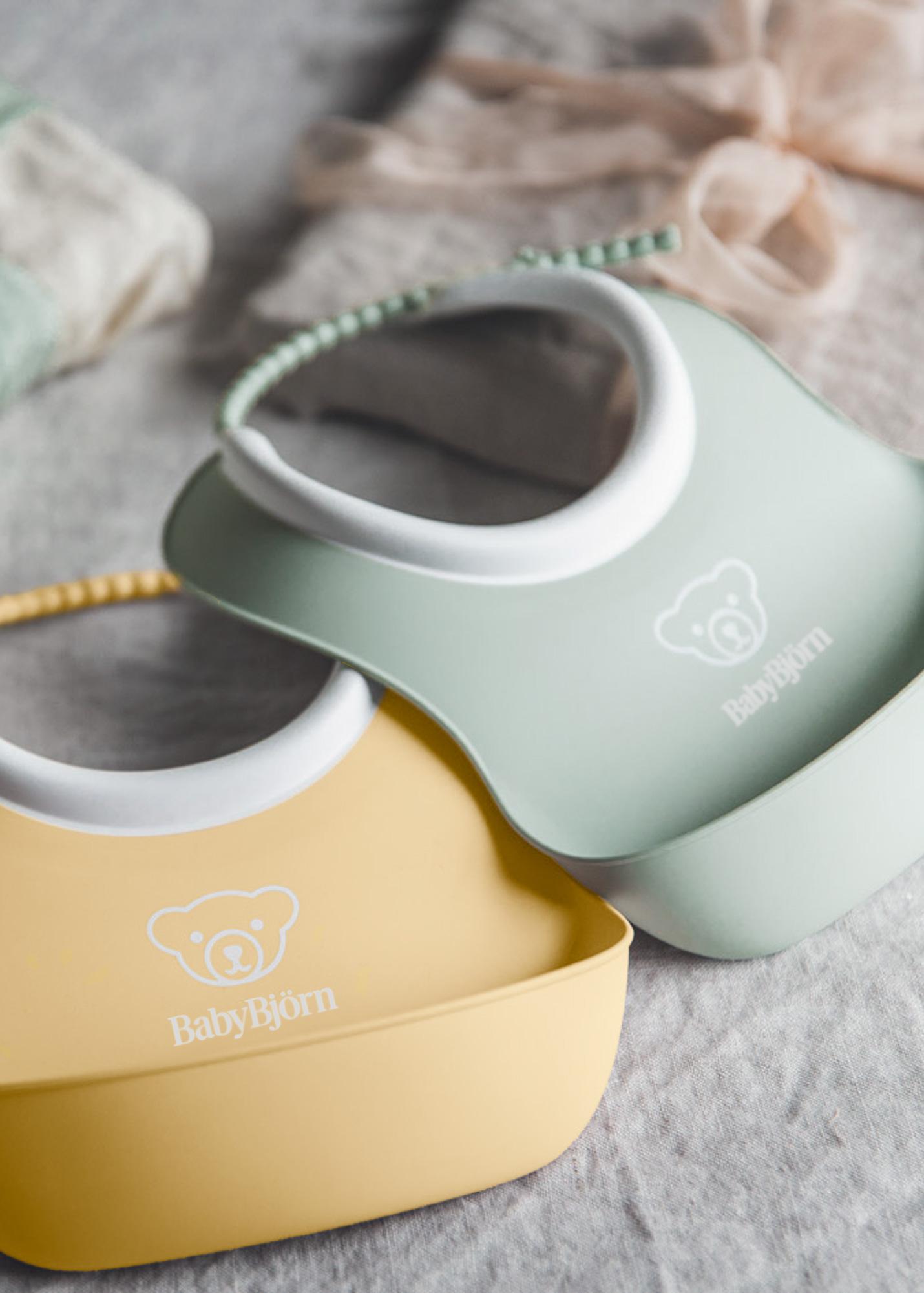 Small Baby Bib 2 pack Powder Yellow Powder Green BabyBjörn