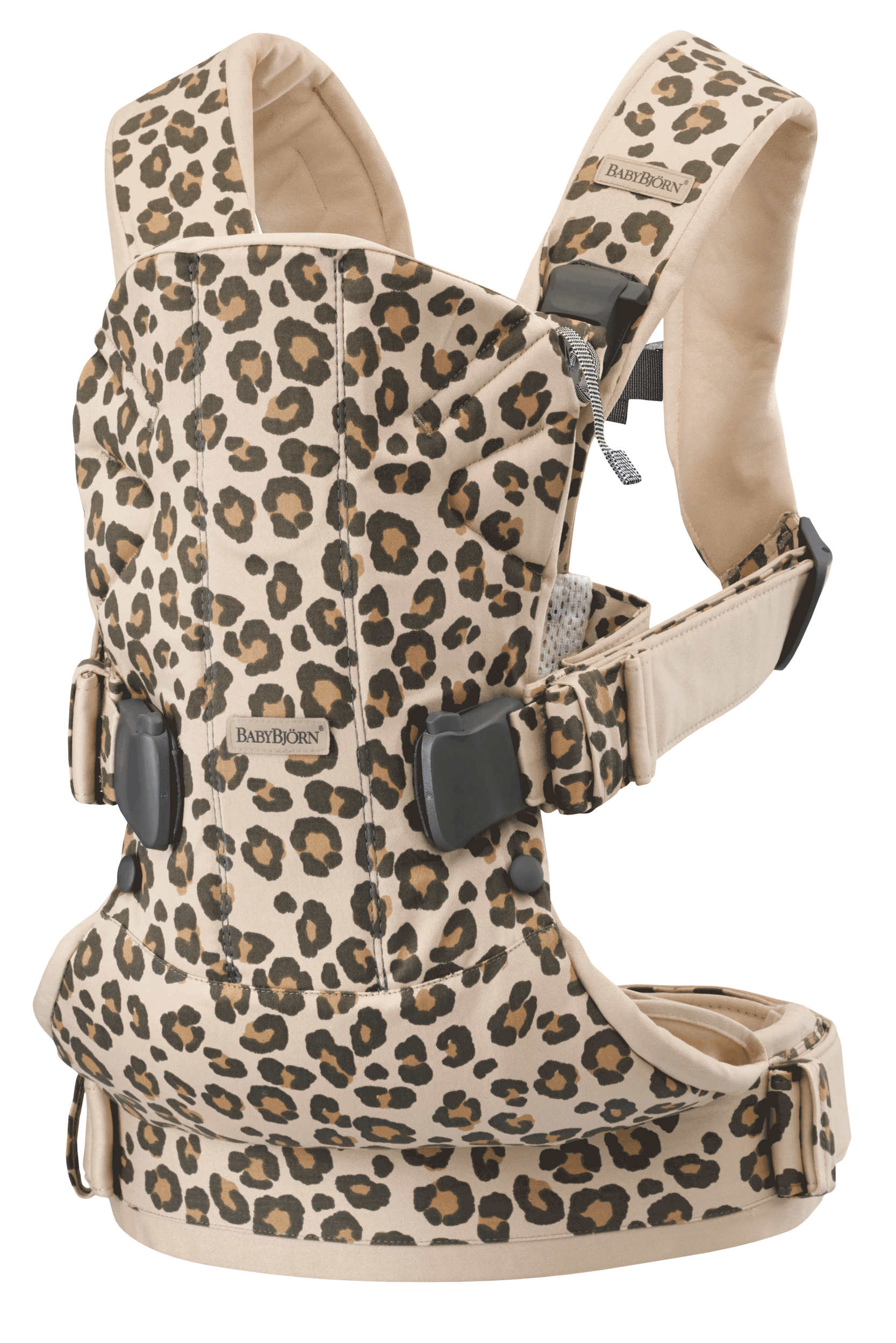 Baby Carrier One in Beige/Leopard Cotton, good back support and sturdy head support