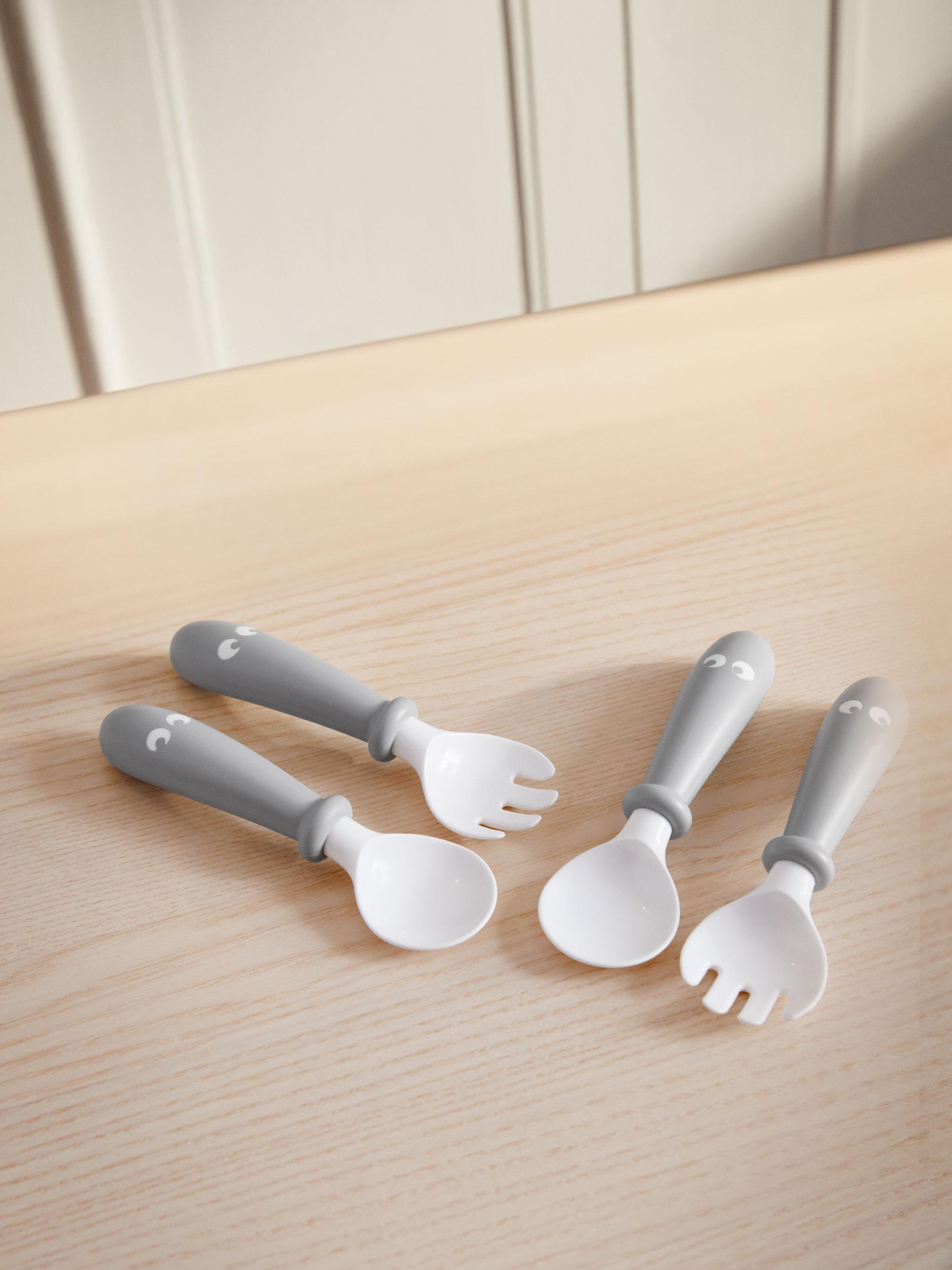 Baby Spoon and Fork 4 pcs Gray BabyBjörn