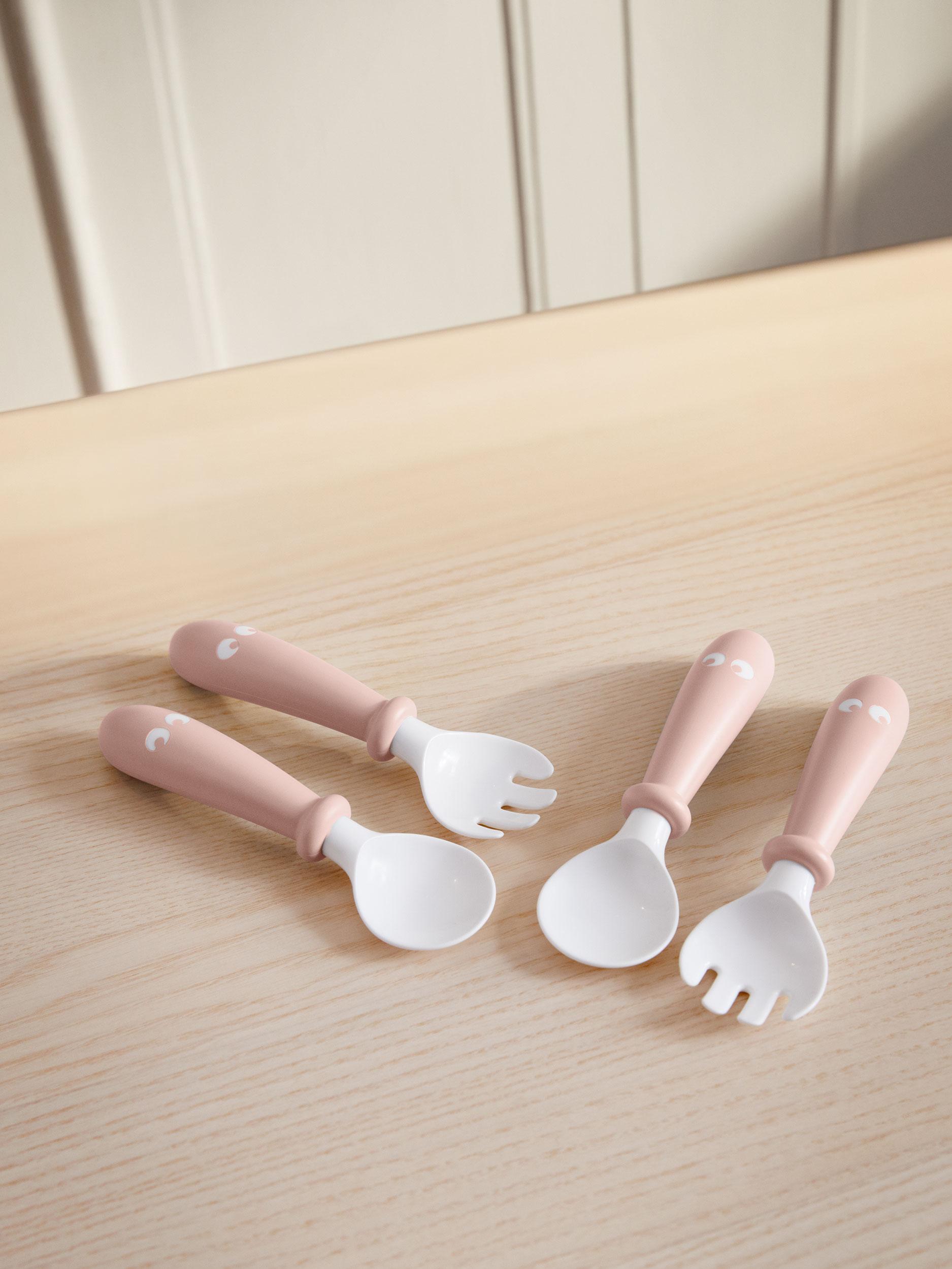 Baby Spoon and Fork 4 pcs Powder Pink BabyBjörn